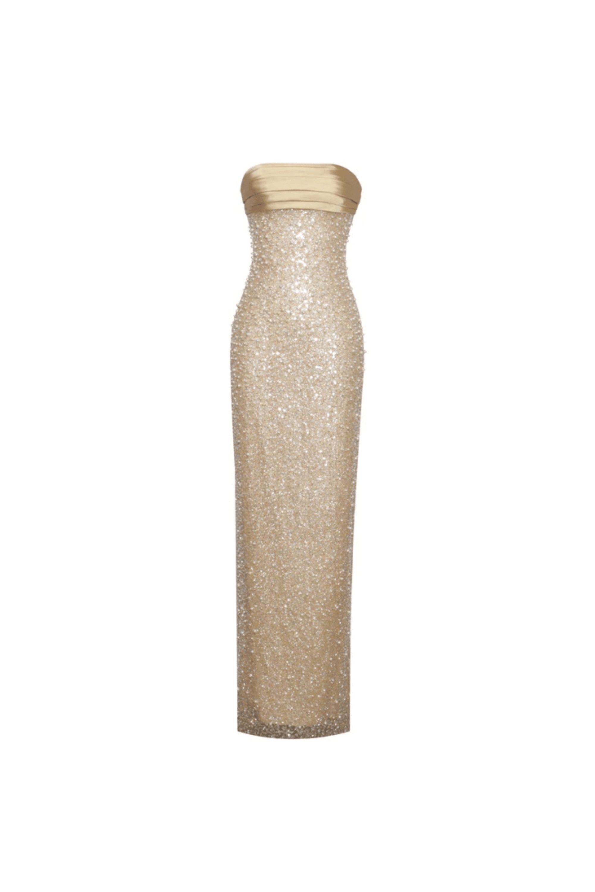 Elegant Gold Satin Sequin Pearl Beaded Maxi Dress for Women - Perfect for Evening Parties, Prom, and Special Occasions