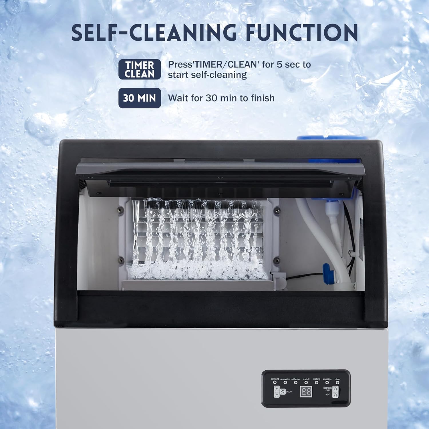 Commercial Ice Maker 155 Lbs/24H, Stainless Steel Undercounter Ice Machine with LED Display, 33 Lbs Storage - Perfect for Bars, Restaurants, Cafes, Homes & Offices - Ideal for Cocktails, Beverages & Food Preservation