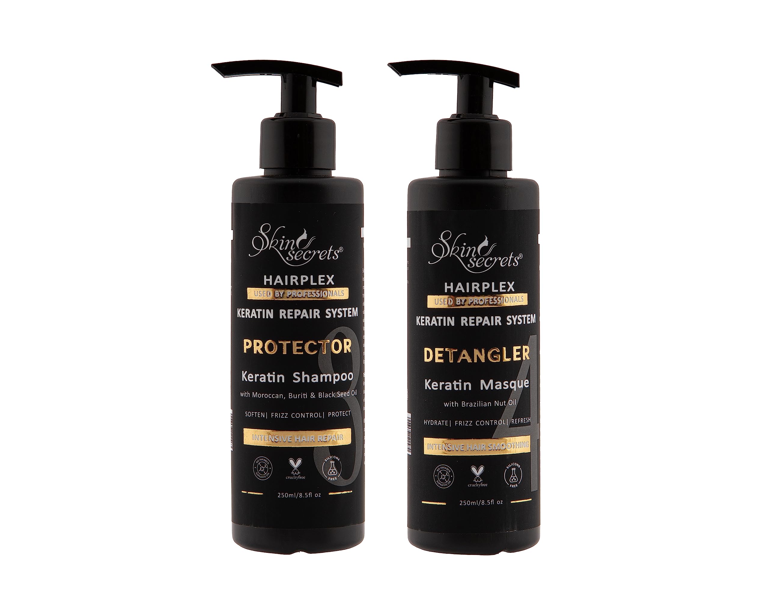 Skin Secrets Ultra Nourishing Post Keratin Shampoo & Conditioner Set (250ml + 250ml) - Paraben, Sulfate & Mineral Oil Free - Repair & Hydrate Chemically Treated Hair for Salon-Quality Results at Home
