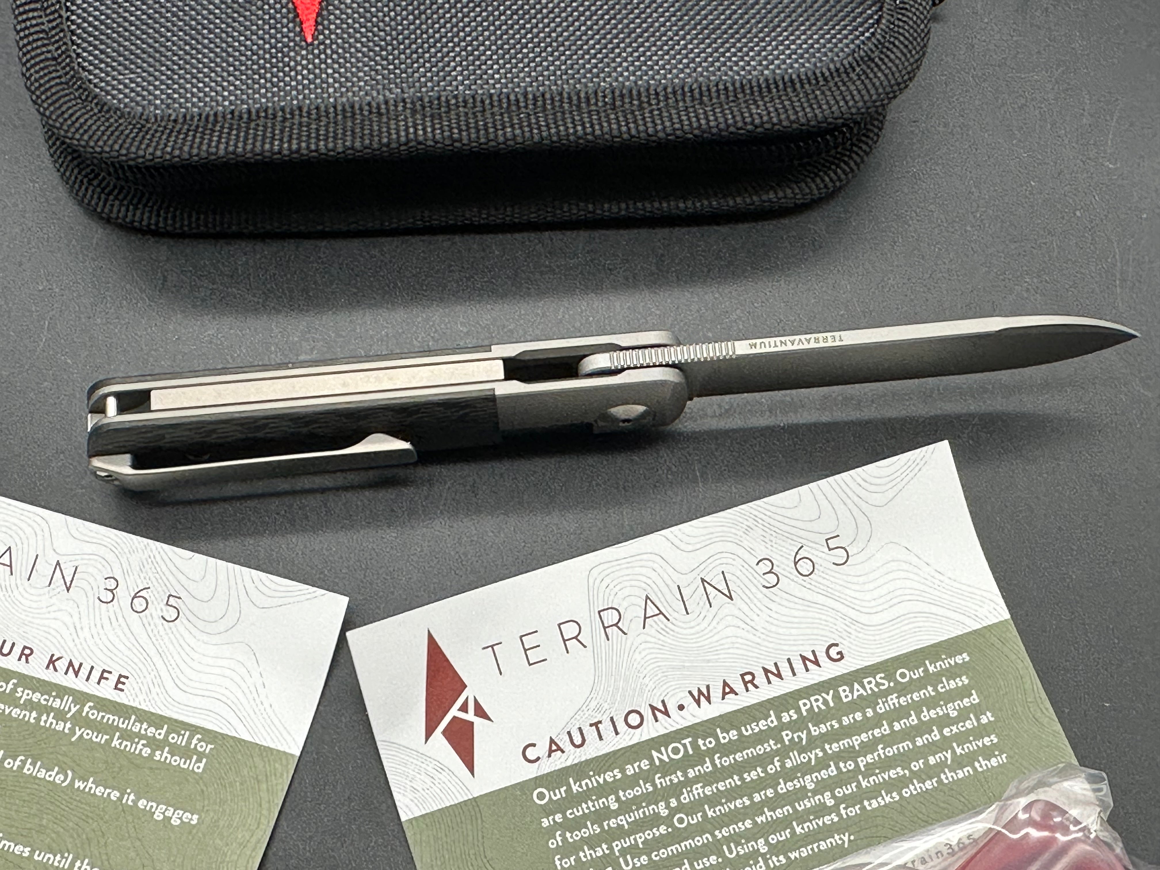 TERRAIN 365 Otter Flip ATB Carbon Fiber Pocket Knife with Terravantium Blade - EDC, Outdoor Survival & Camping Gear