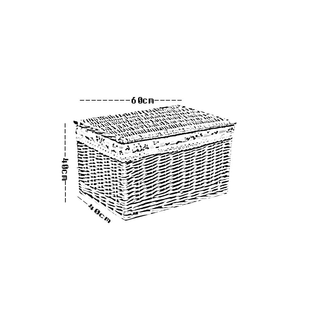 Natural Wicker Storage Basket with Lid - Rattan Organizer Box for Clothes, Toys & Home Decor - 40x60x40cm Brown Storage Bin - Perfect for Bedroom, Nursery & Living Room Organization