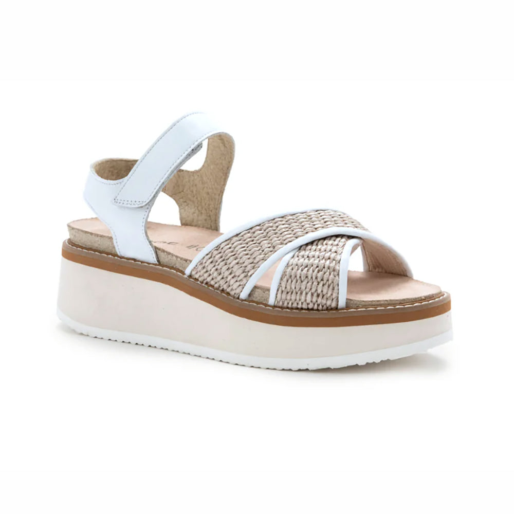 White Leather w/Raffia