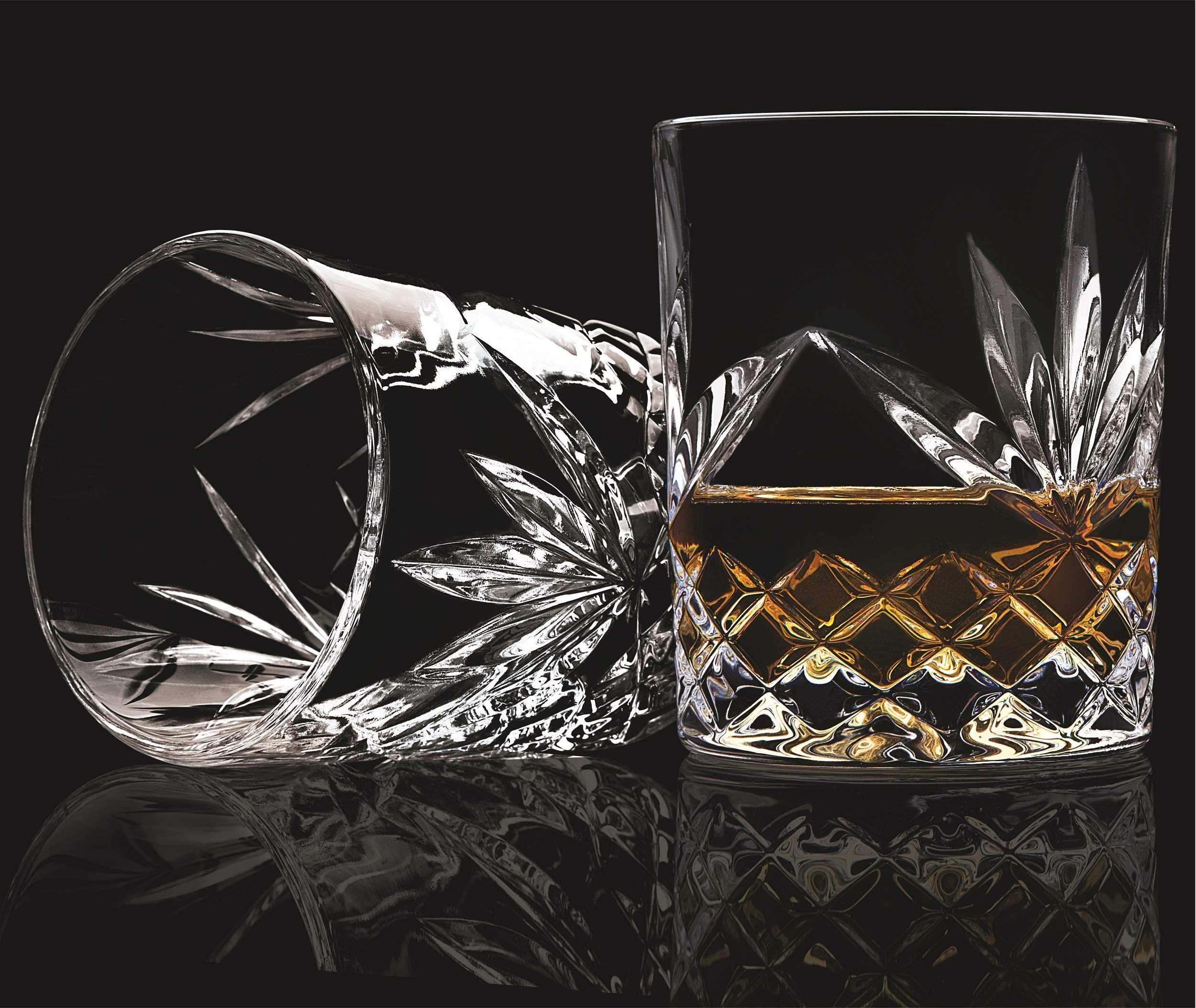 Godinger 4-Piece Old Fashioned Whiskey Glasses Set - Heavy Base Scotch, Bourbon, Cocktail, Water & Juice Drinking Glasses - Perfect for Home Bar, Dinner Parties & Gifts