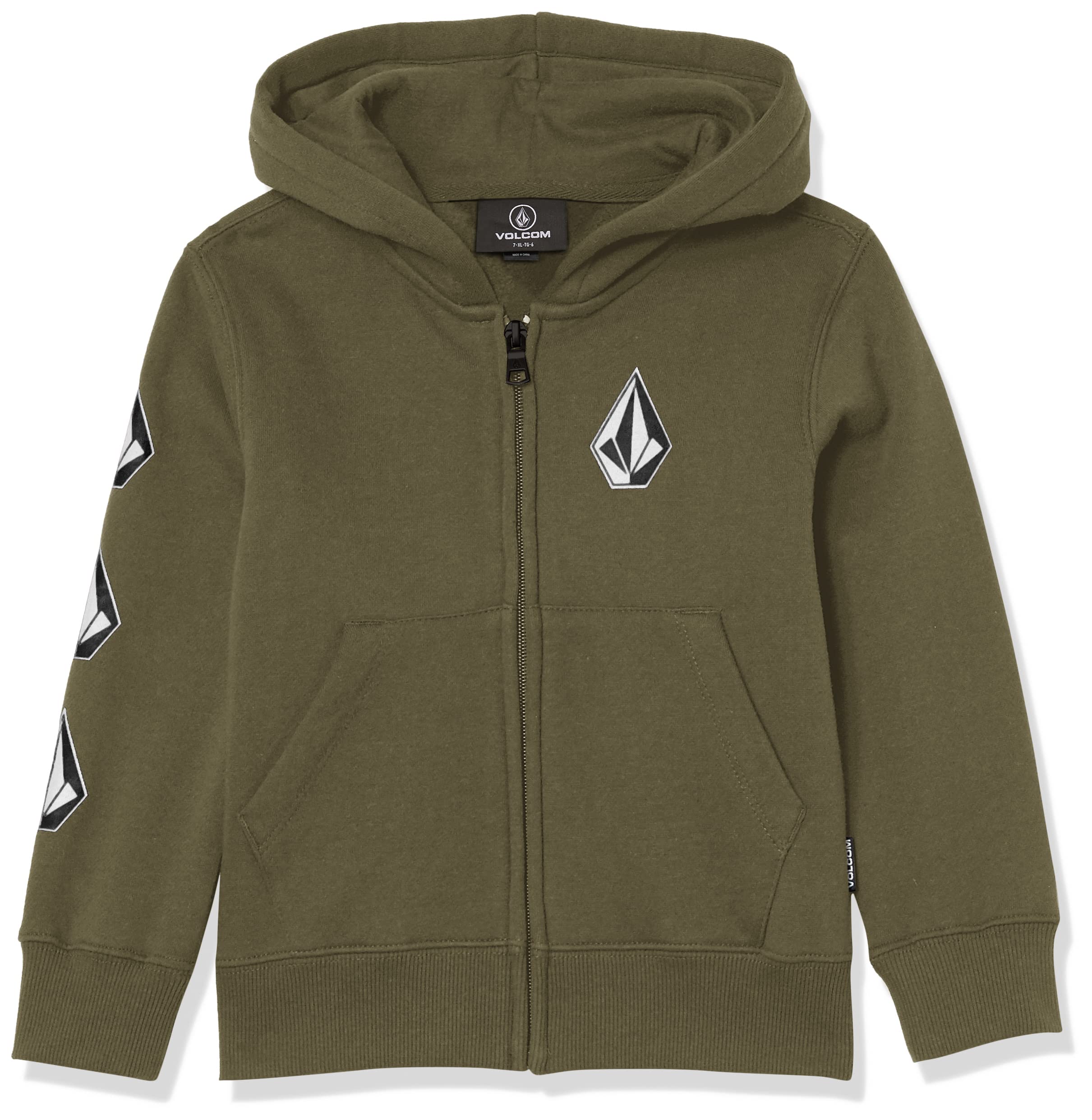 Volcom Boys' Iconic Stone Hooded Zip Fleece Sweatshirt - Warm & Cozy Pullover for Big & Little Boys (Sizes 4-18) - Perfect for School, Outdoor Play & Winter Layering