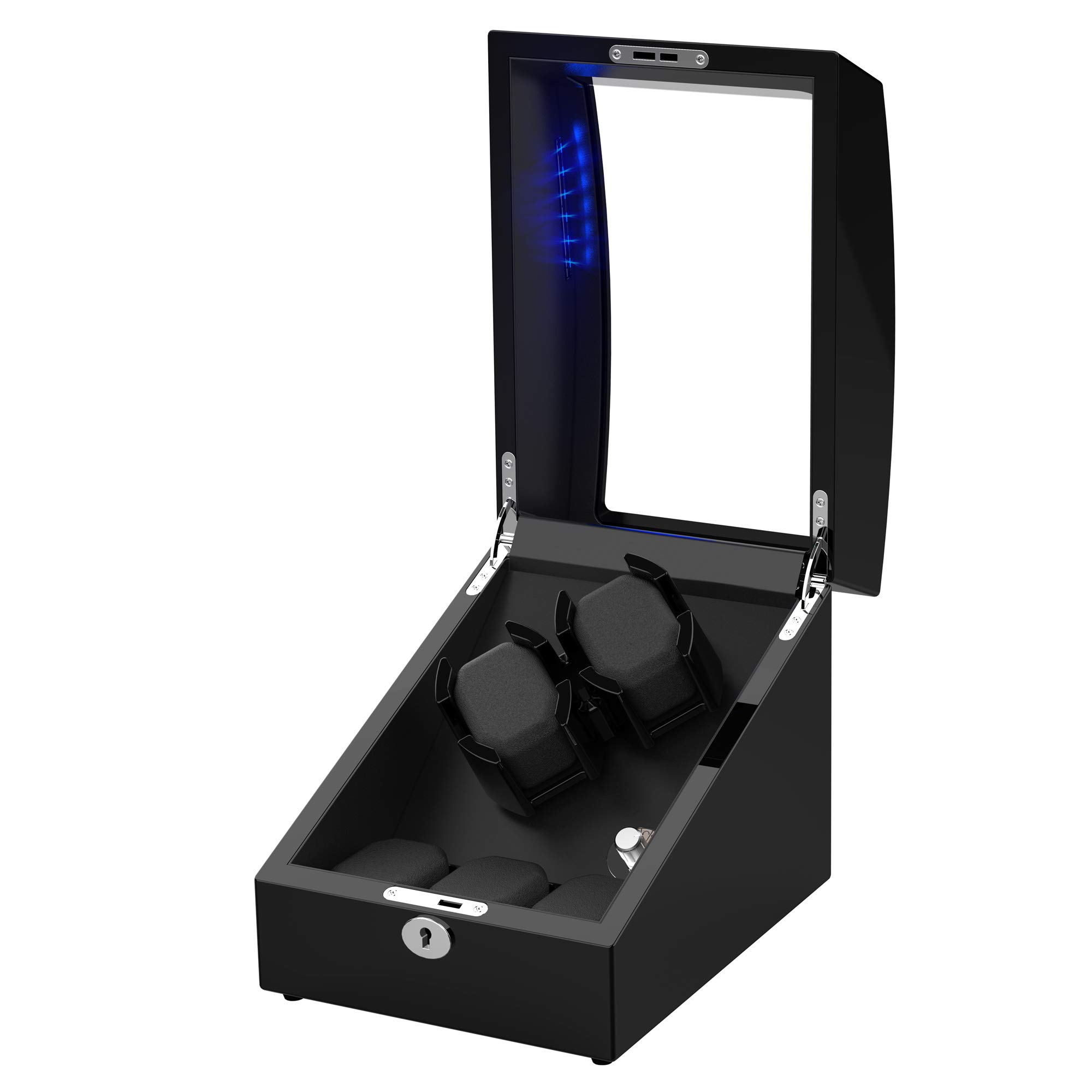 TRIPLE TREE Automatic Double Watch Winder with LED Display - Japanese Quiet Motor Wooden Watch Storage Box for Men & Women | Includes 3 Soft Leather Watch Pillows | Perfect for Mechanical Watch Collection, Travel & Luxury Home Decor