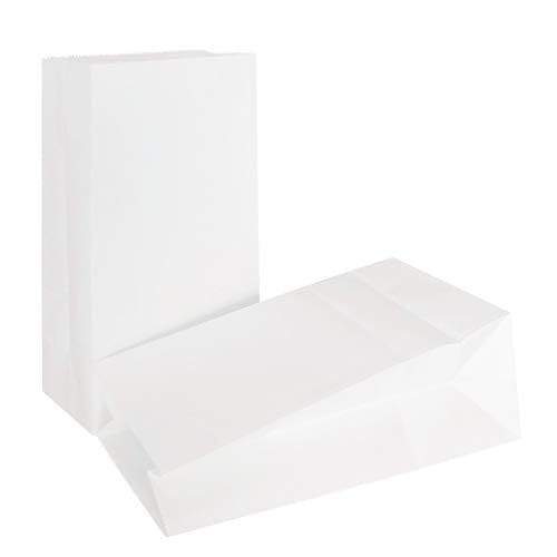 KEYYOOMY Mini White Paper Bags - 24 Pack Small Party Favor Bags, 3.5 x 2.4 x 7.1 Inch Lunch Bags for Wedding, Birthday, Baby Shower & Gift Packaging