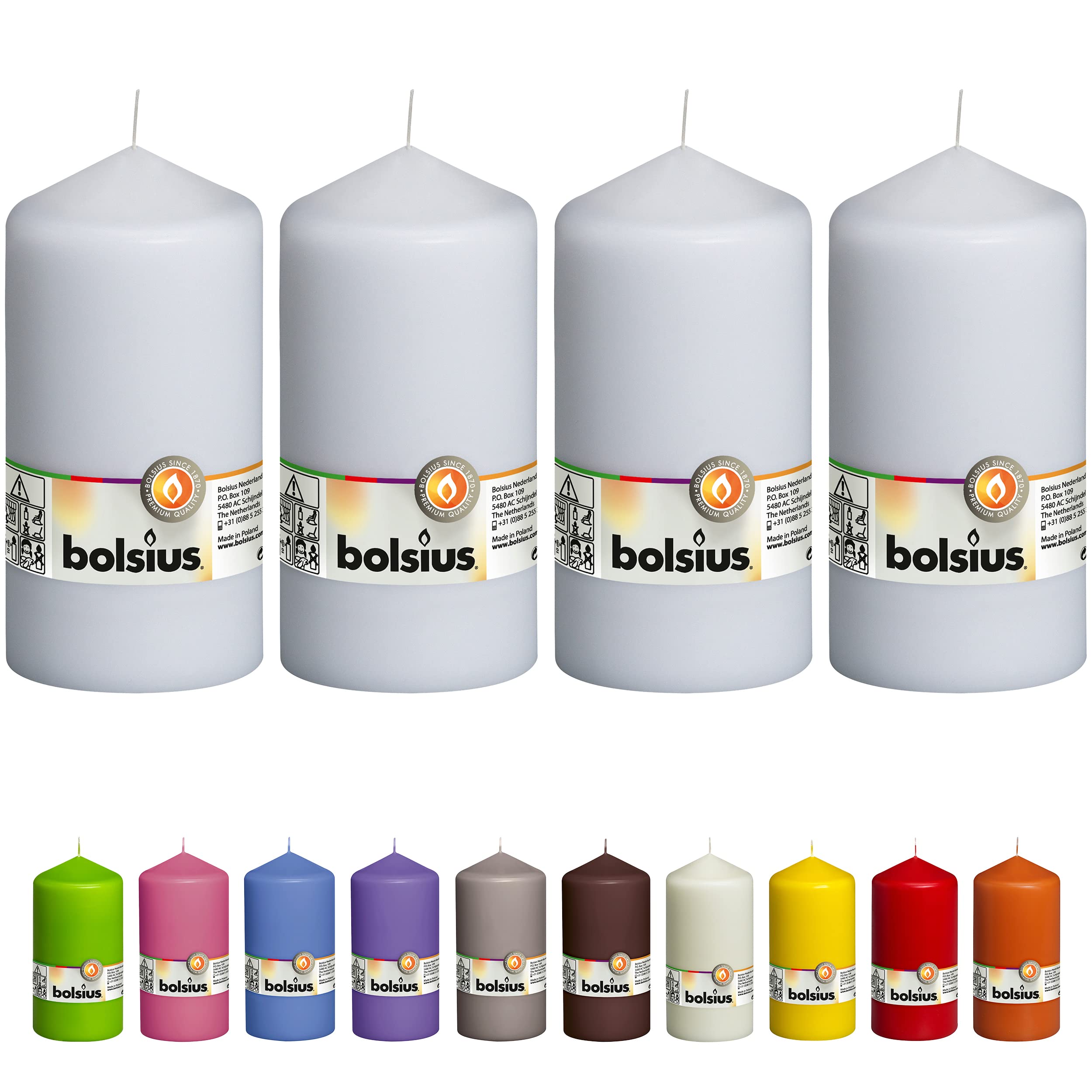 BOLSIUS 4-Pack White Pillar Candles 3x6 Inches - Premium European Quality Unscented Candles - 65+ Hours Long Burn Time, Dripless & Smokeless - Perfect for Wedding Centerpieces, Dinner Parties, Home Decor & Holiday Decorations