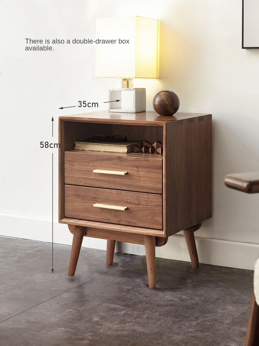 Solid Black Walnut Wood Nightstand - Bedside Table with Drawer for Bedroom Furniture, Modern Home Decor & Storage Solution