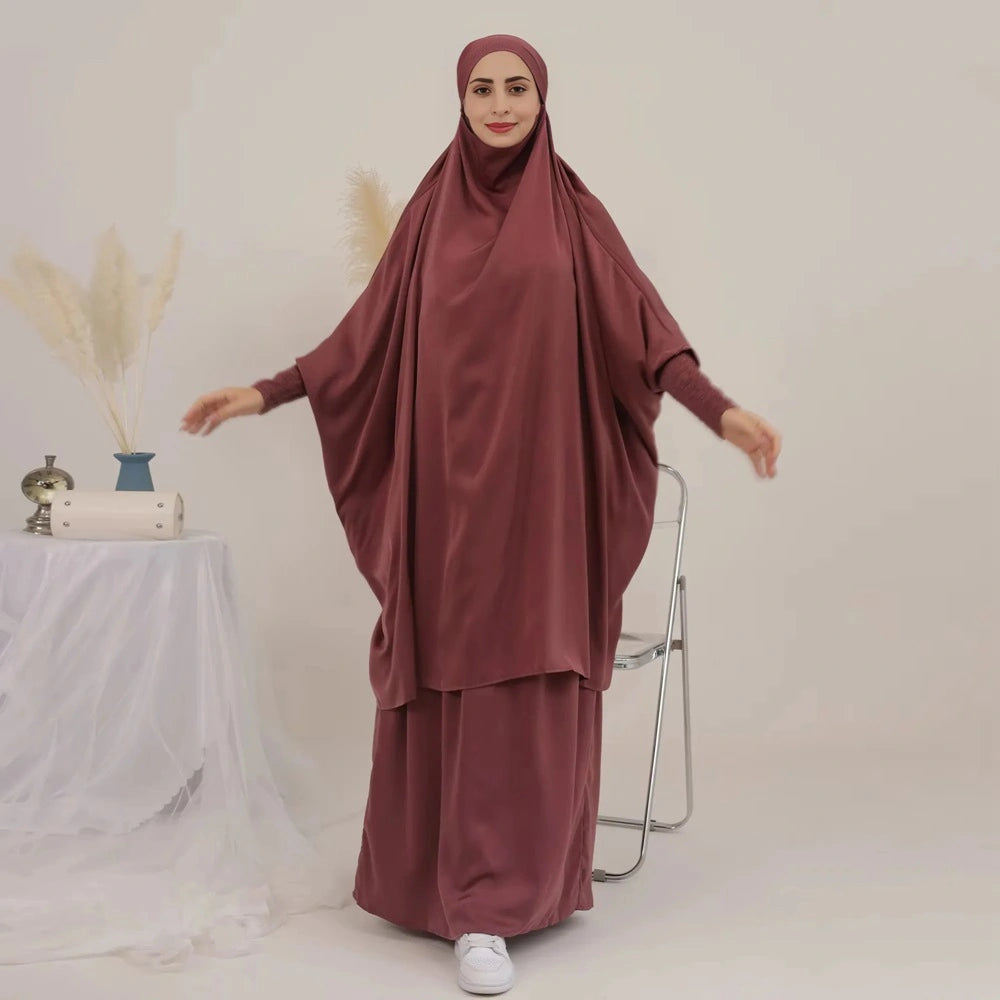 2-Piece Jilbab Skirt Set with Matching Top and Robe - Modest Islamic Prayer Outfit for Women - Perfect for Daily Wear, Mosque Visits, and Special Occasions