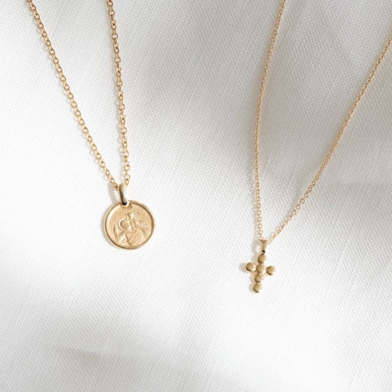 Mini Beaded Cross Necklace for Women - Dainty Religious Jewelry Gift for Baptism, First Communion & Everyday Wear