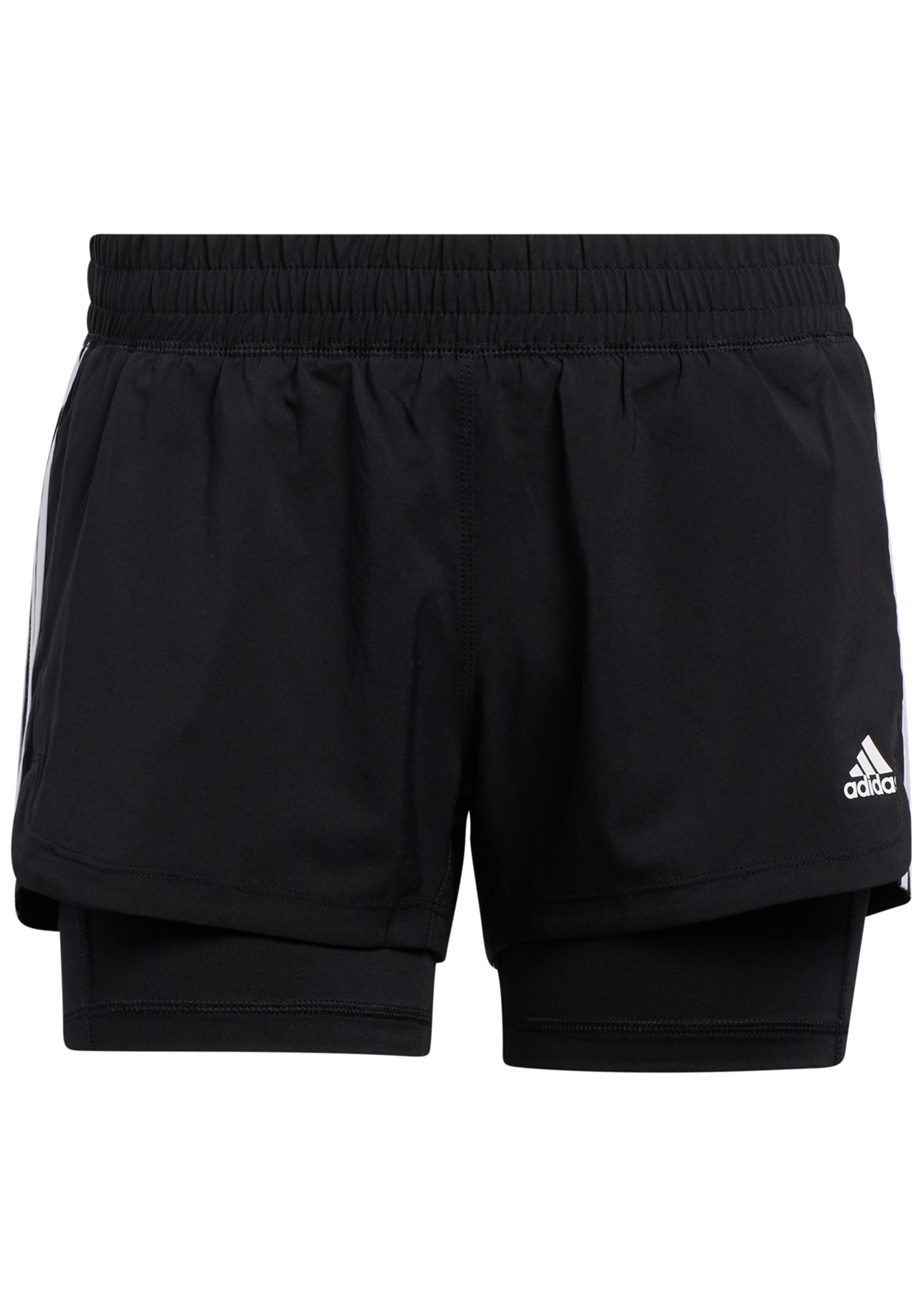 Adidas Women's 3-Stripe Pacer Two-in-One Running Shorts - Quick-Dry Athletic Shorts for Workout & Gym Training