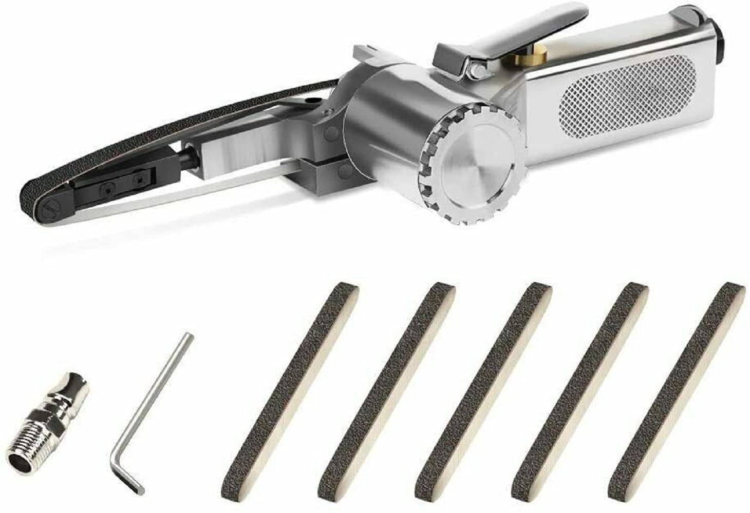 Jikkolumlukka Mini Air-Powered Belt Sander - Compact Pneumatic Sanding Grinder & File Tool for Metal, Woodworking, and DIY Projects