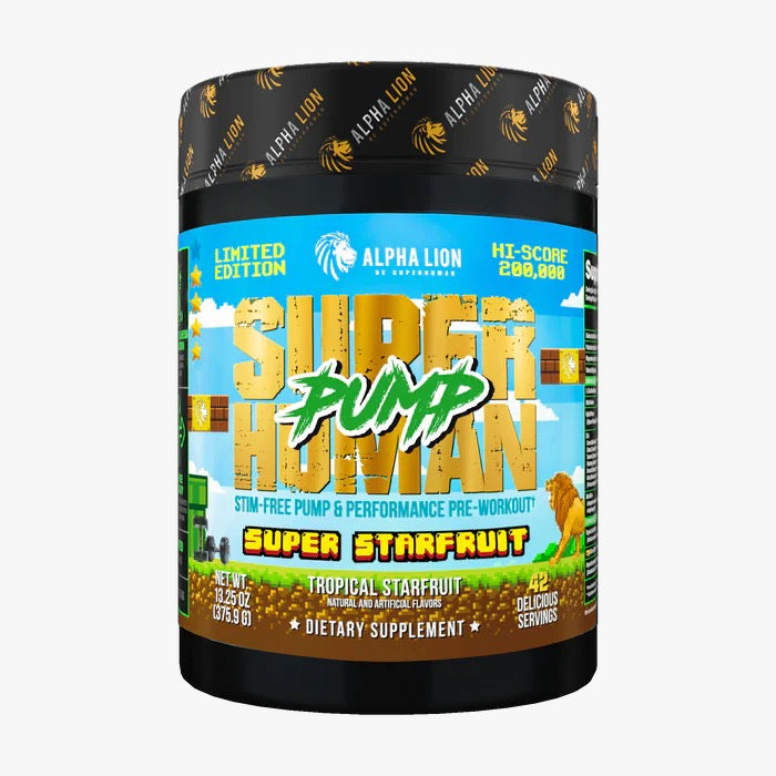 Alpha Lion SuperHuman Pump Pre-Workout Supplement - 367g (Super Starfruit Flavor) for Enhanced Energy, Focus & Muscle Pumps - Ideal for Gym, Bodybuilding & Fitness Training