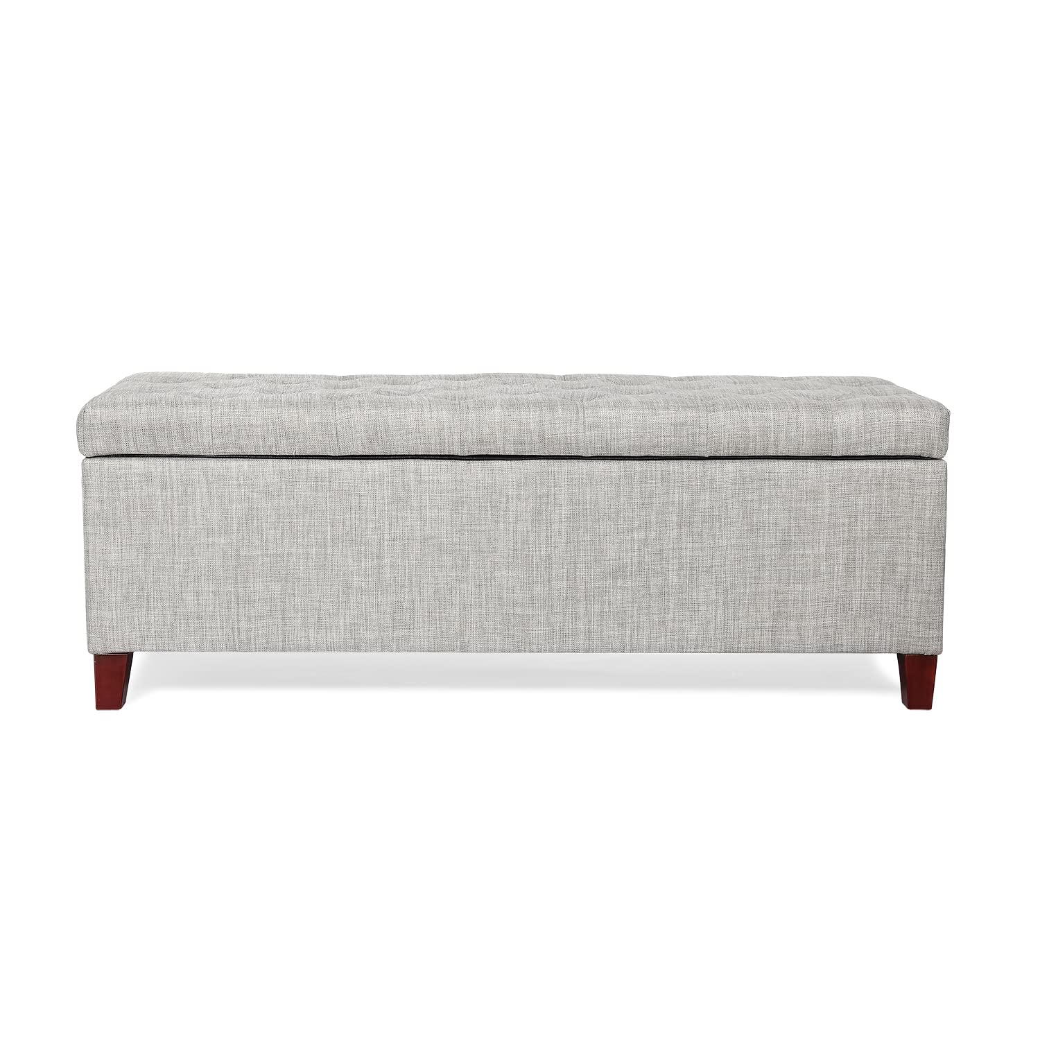 DIY Storage Ottoman Bench with Button Tufted Design - Multi-Functional Footrest, Toy Chest & Coffee Table for Living Room, Bedroom & Entryway (Light Grey) - Perfect for Small Space Organization & Extra Seating