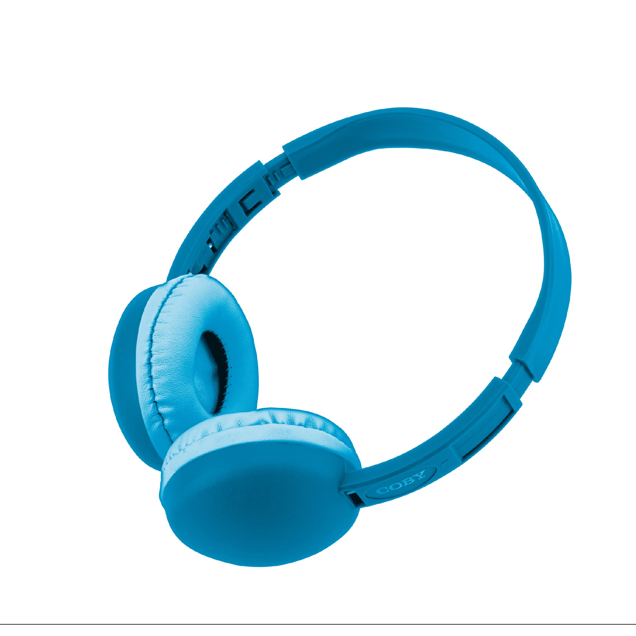 Coby Wired Kids Headphones with Microphone - 85dB Volume Limiting, Lightweight Over-Ear Headphones for Children, Noise Isolation, Safe for School & Travel (Blue) - Perfect for Online Classes, Airplane Trips & Home Learning