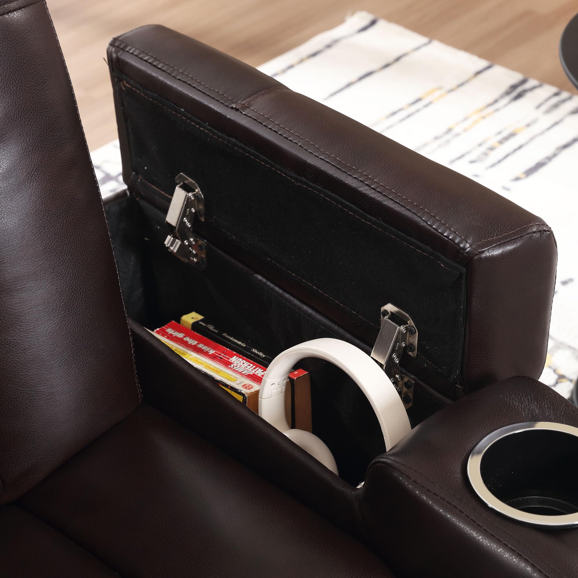 Electric Power Recliner Chair with USB Ports & Cup Holders - PU Leather Massage Sofa with Hidden Storage | Home Theater Seating, Living Room Furniture for Relaxation & Entertainment