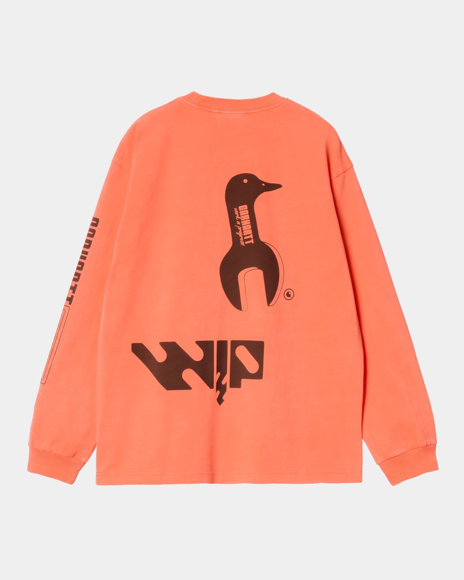 Long Sleeve Industrial Work T-Shirt - High Visibility Lumo Orange & Black - Durable Safety Shirt for Construction, Warehouse & Outdoor Work