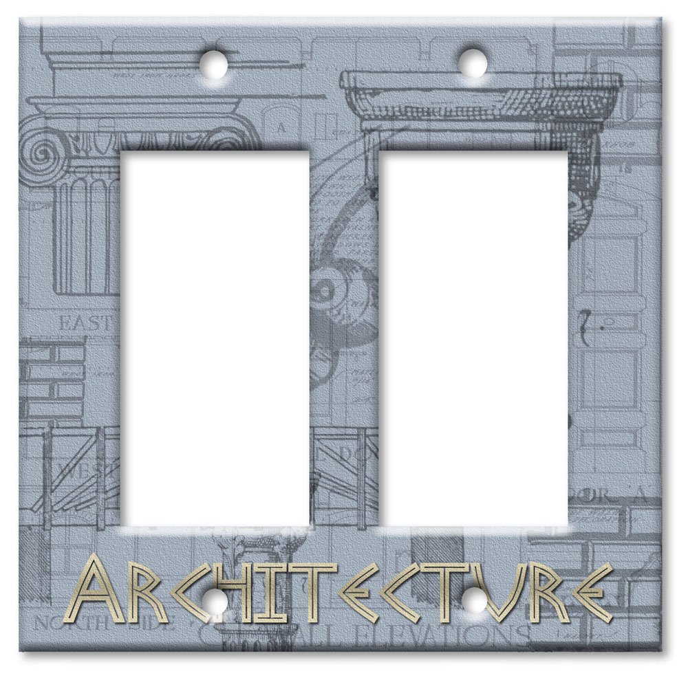Decorative Art Plates - Architectural Style Double Rocker Light Switch Cover - Perfect for Home, Office & Interior Design