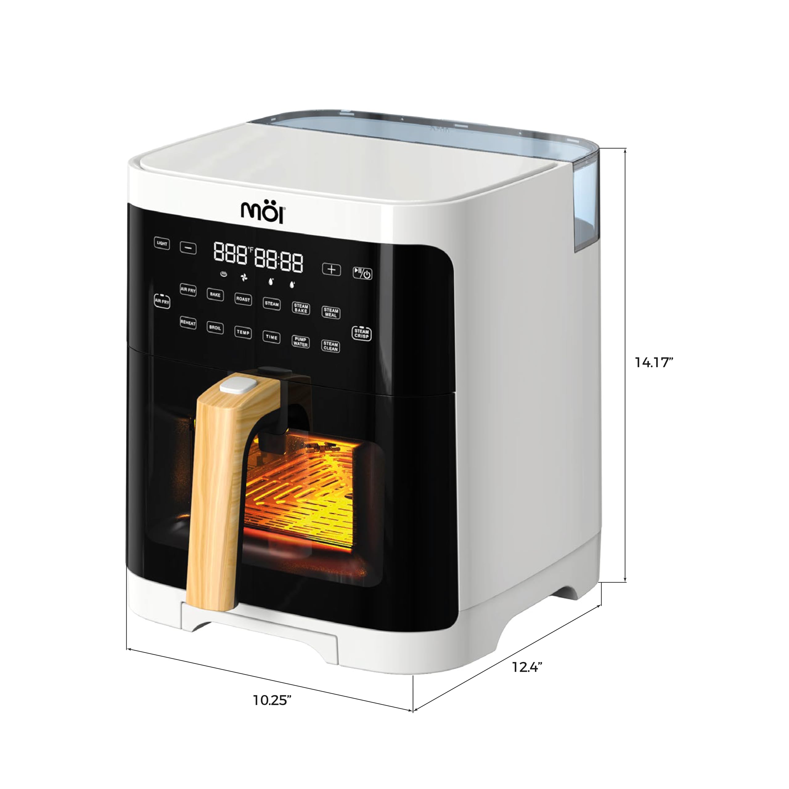 5QT Digital Air Fryer with Steam Function - Stainless Steel Convection Oven Toaster, 12 Presets & Adjustable Temperature for Oil-Free Cooking | Perfect for Healthy Meals, Quick Snacks & Family Dinners
