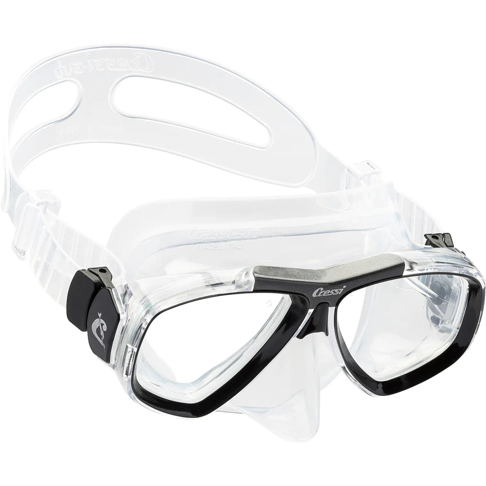 Cressi Focus Clear / Black Scuba Diving Mask - Comfortable & Anti-Fog Snorkeling Gear for Underwater Exploration