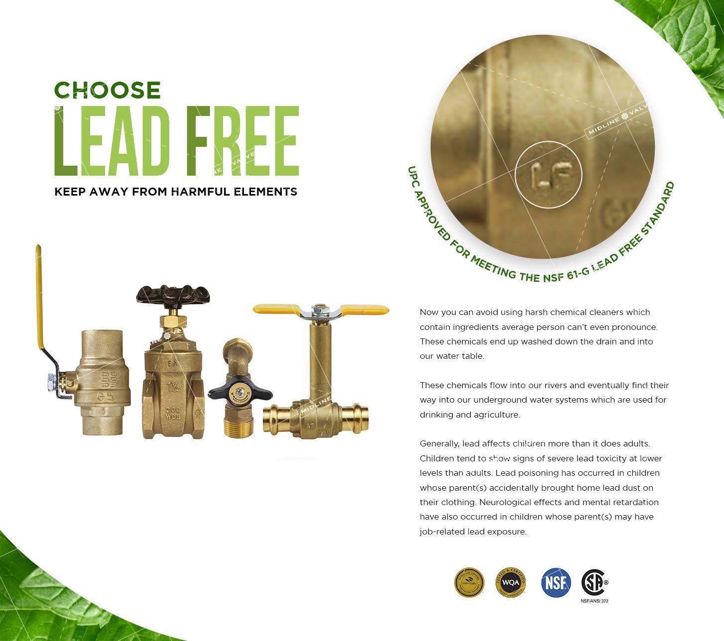 66564-5 Midline Valve 3/4 Inch FIP Long Bonnet Gate Valve - 5 Pack Cast Brass for Water & Gas Lines - Perfect for Plumbing, Irrigation & Industrial Applications
