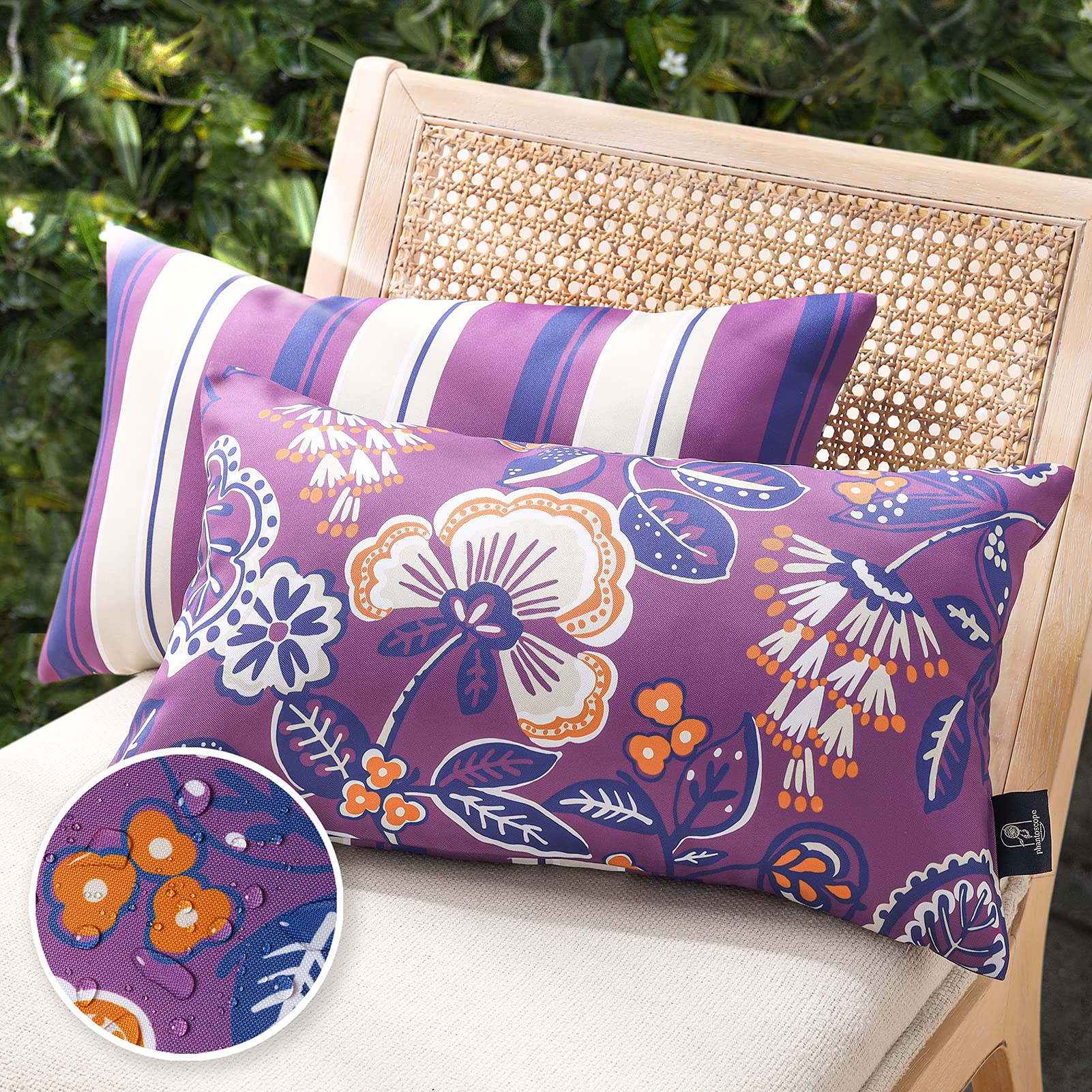 Waterproof Throw Pillow Covers 12x20 Inch - Indoor Outdoor Decor for Patio, Couch & Camping