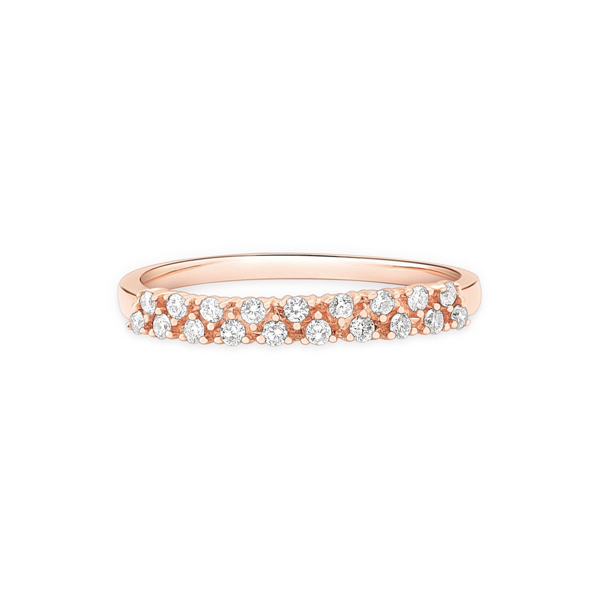 14K Rose Gold Double Row Diamond Eternity Band Ring for Women - Perfect for Anniversaries, Weddings & Special Occasions