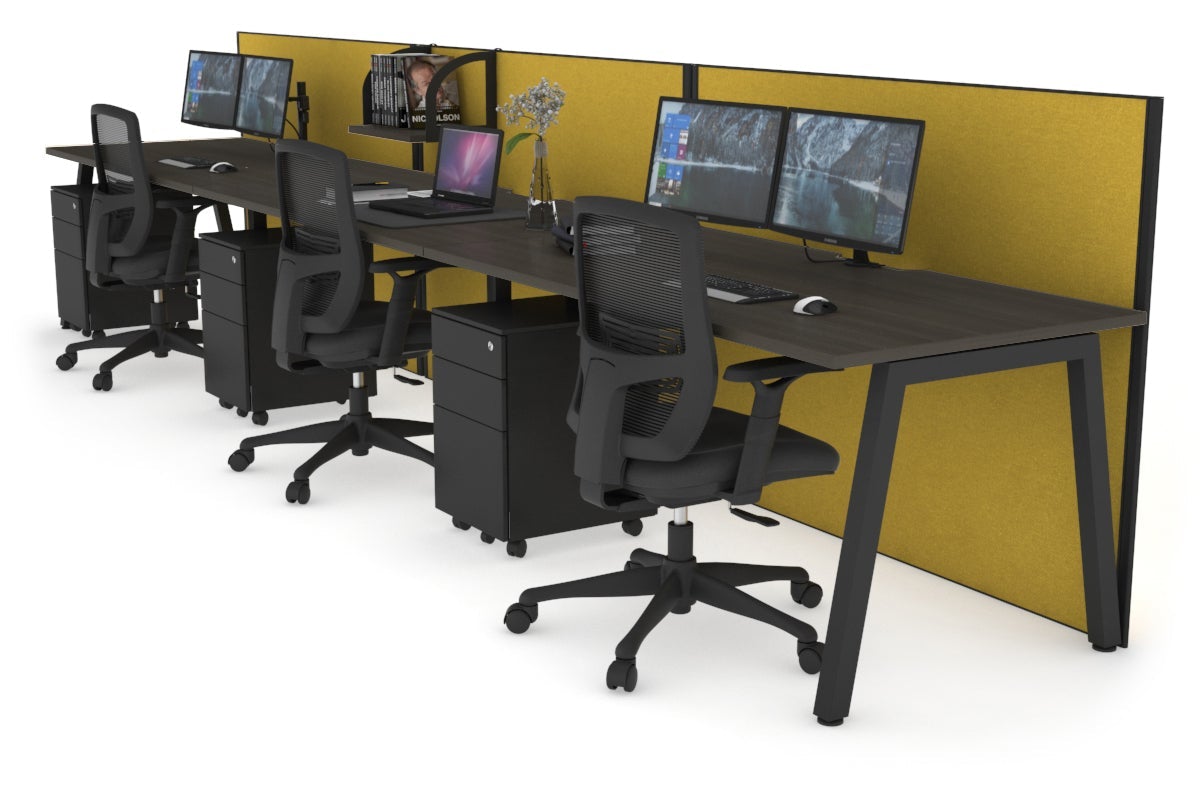Horizon Quadro 3-Person Office Workstation Desk - 1600L x 800W with Cable Management - Perfect for Collaborative Workspaces & Modern Offices