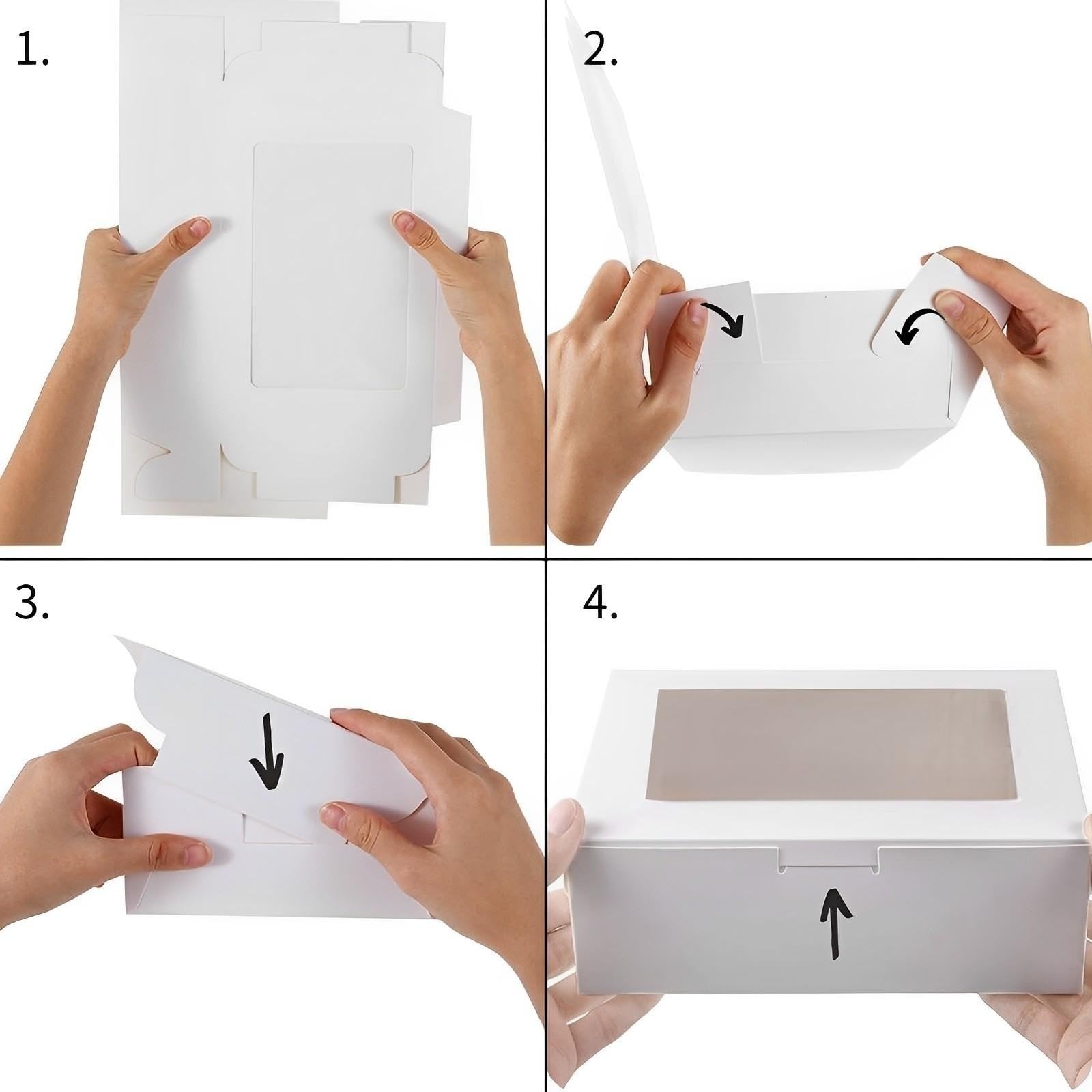 20pcs White Cookie Boxes with Window - Gift Pastry Boxes for Donuts, Bread & Holidays