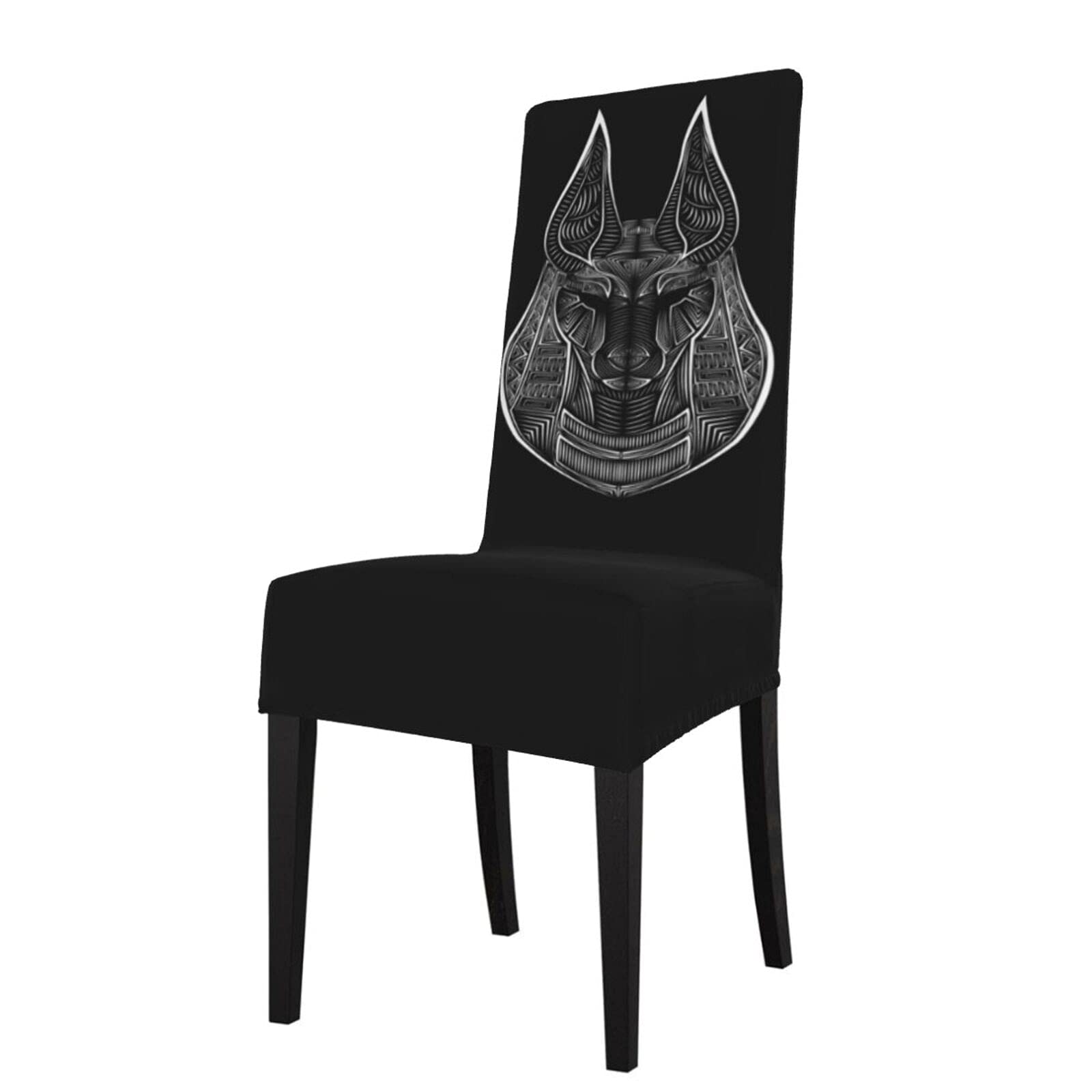 Egyptian Anubis Black & White Ancient Dog Breeds Chair Covers - Washable & Removable Dining Chair Seat Protectors for Kitchen, Office, Restaurant - Perfect for Home Decor & Pet Lover Gifts