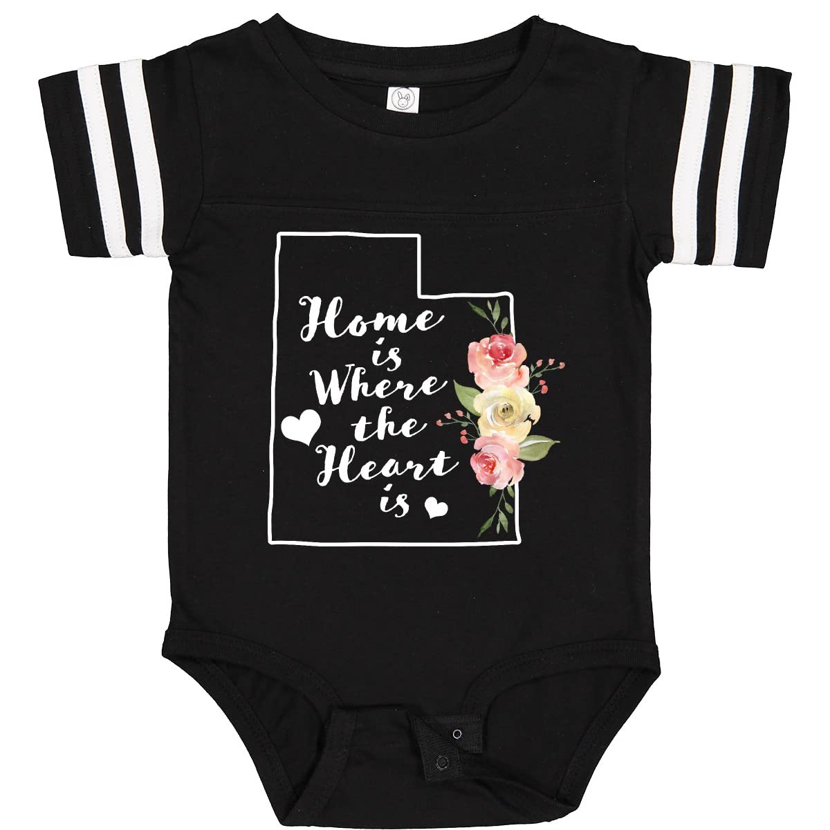 Inktastic Utah Home is Where The Heart is Watercolor Floral Baby Bodysuit - Soft Cotton Onesie for Newborns & Infants - Perfect for Family Photos, Holidays & Everyday Wear