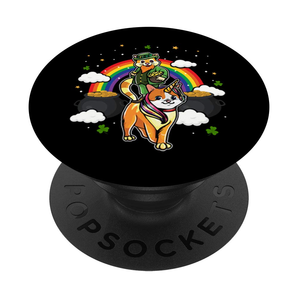 St. Patrick's Day Leprechaun Cat Caticorn PopSockets - Swappable PopGrip for iPhone & Samsung | Funny Irish Humor Phone Grip | Perfect for Parties, Travel & Daily Use