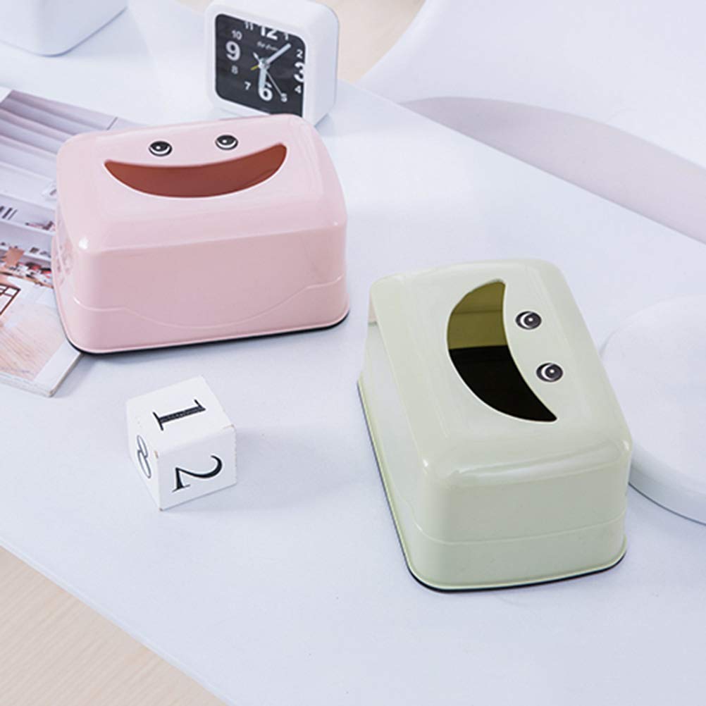 TOPBATHY Smile Face Tissue Box Cover - Plastic Removable Paper Towel Holder Case for Office, Home, Car | Cute Napkin Dispenser for Desk, Bathroom, Kitchen & Vehicle Organization