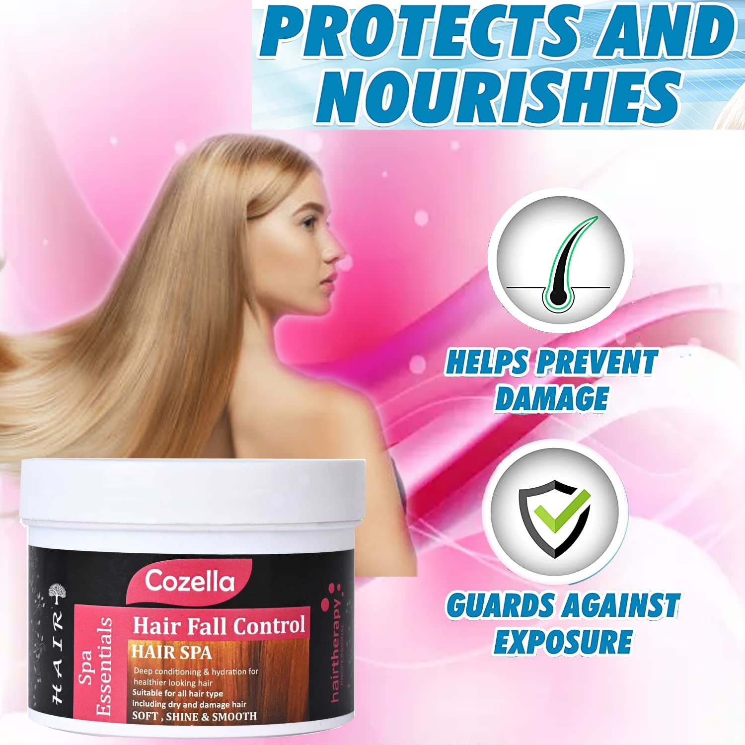 Cozella Hair Fall Control Hair SPA Treatment | Sulfate & Paraben Free Deep Conditioning Mask for Hydration & Healthier Hair (500ml) | Perfect for Damaged, Dry & Frizzy Hair Care Routine at Home