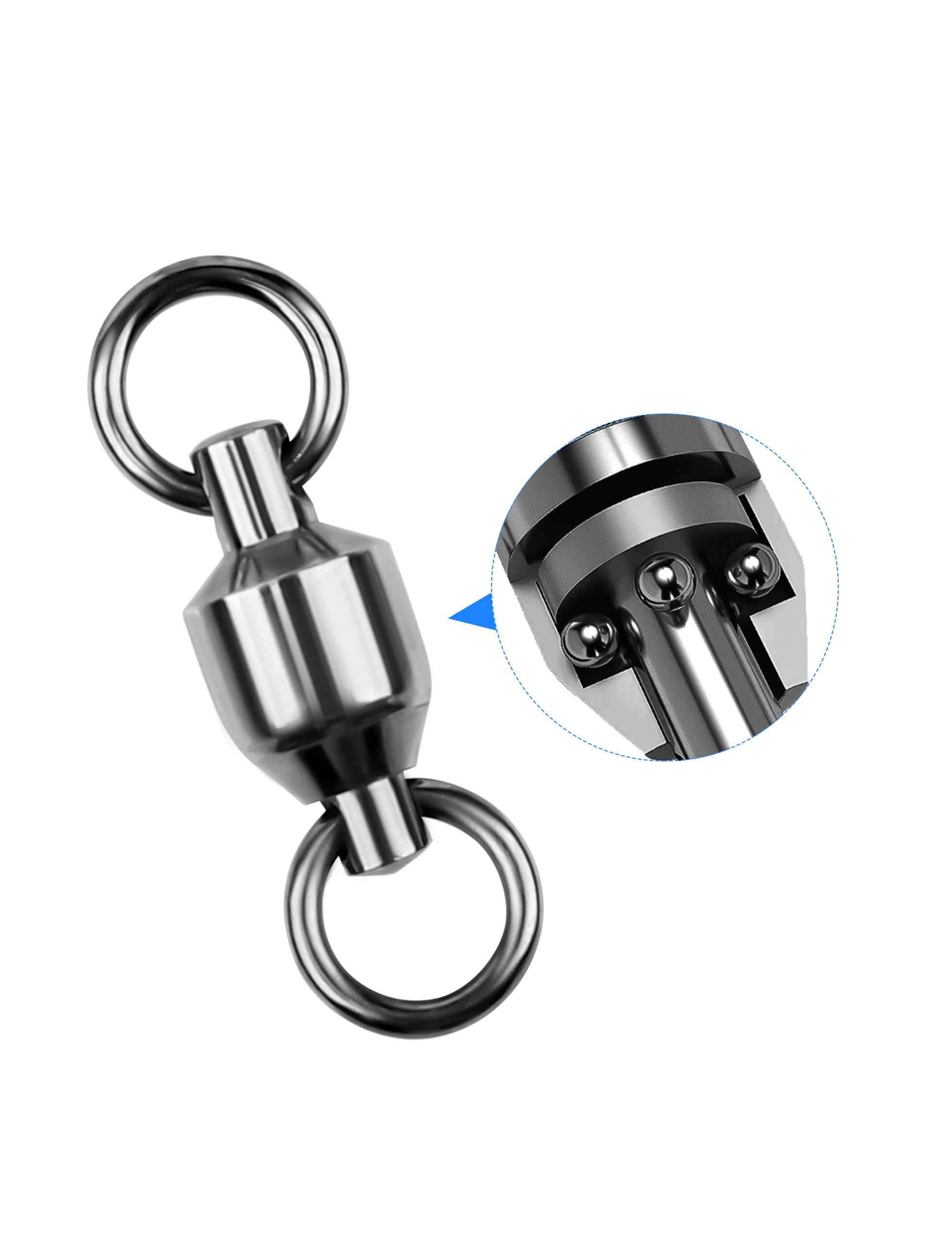 Premium Fishing Ball Bearing Swivels - High Strength Tackle Connector for Saltwater & Freshwater (33LB-507LB) | Black Nickel Coated | Smooth Rotation for Lure Fishing, Trolling & Offshore Angling