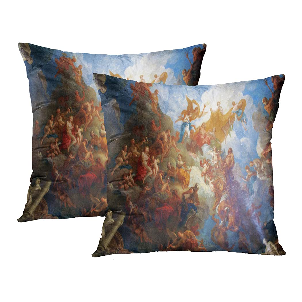 Versailles Mythology Throw Pillow Covers Set of 2 - 20x20 Inch Square Greek Hero & Hercules Allegory Home Decor Cushion Covers for Sofa, Couch, Bed - Perfect for Living Room, Bedroom & Home Theater Decor