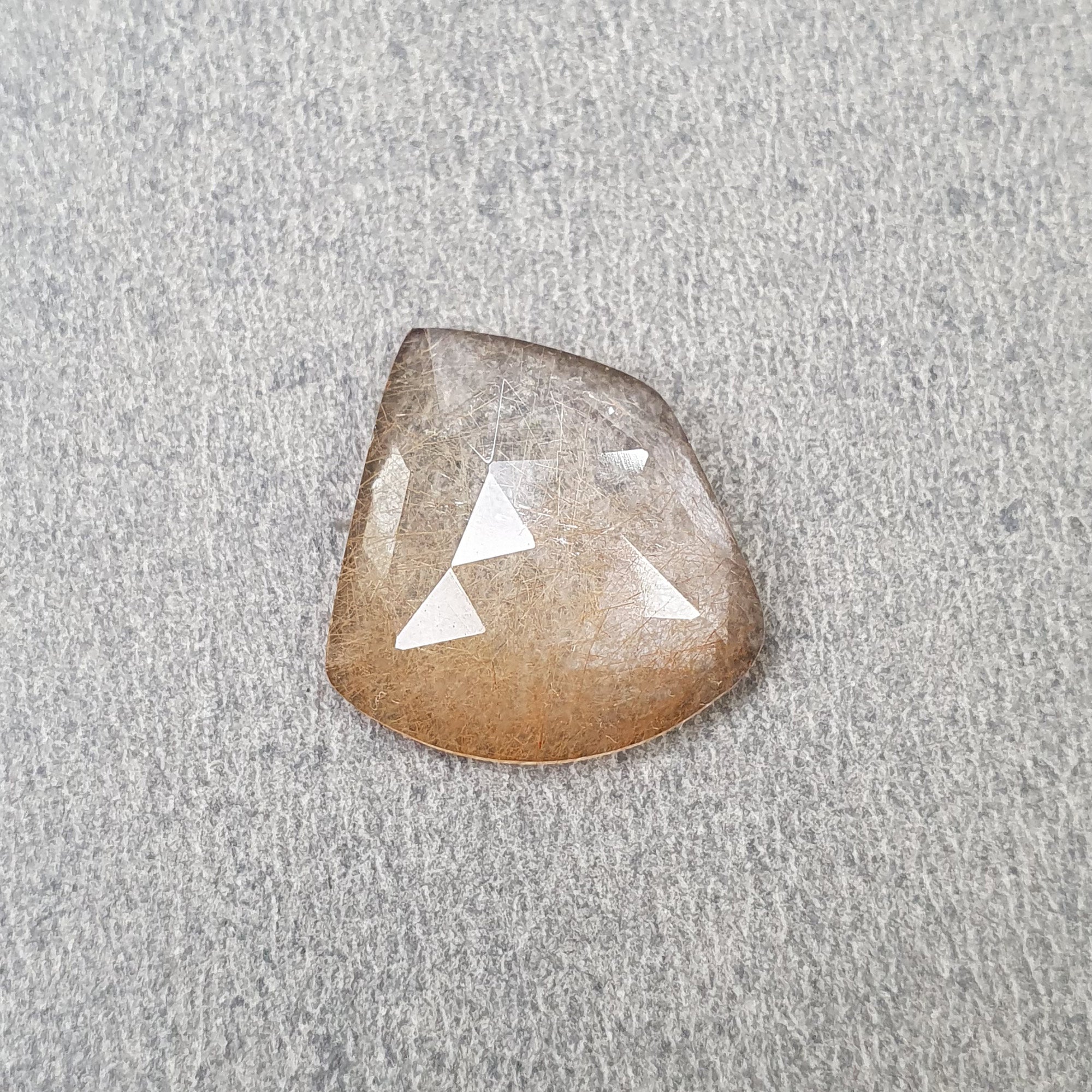 Natural Brown Rutile Quartz Gemstone Rose Cut - 9.10cts Untreated Unheated Uneven Shape 16mm | Healing Crystal Jewelry Making, Meditation & Energy Work (With Video)