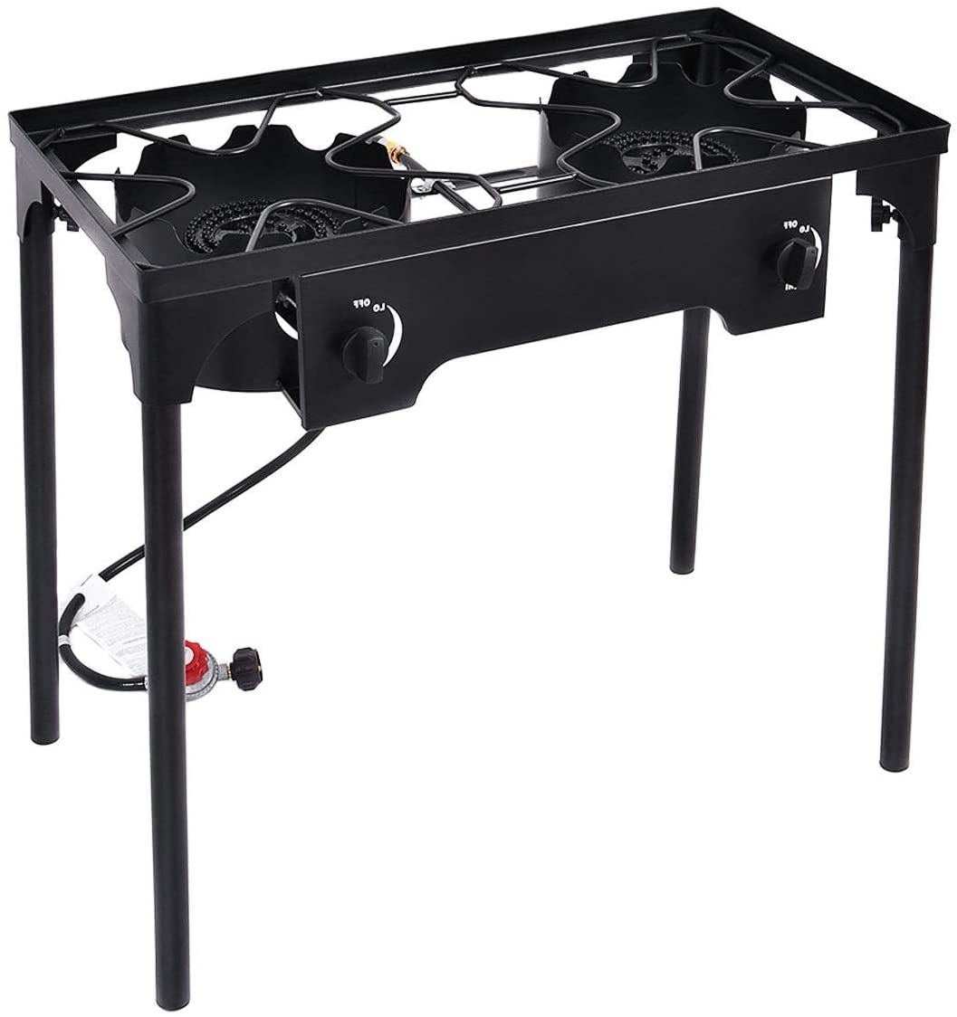 Renatone 150,000BTU Portable Propane Gas Stove - Dual Burner Outdoor Camping Stove with Detachable Legs | Perfect for Backpacking, Tailgating & Emergency Cooking