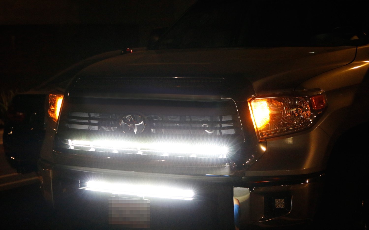 126W 45 LED Light Bar with Behind Grille Mount Bracket for 2014-2021 Toyota Tundra - Off-Road Lighting for Trucks, Camping & Night Driving