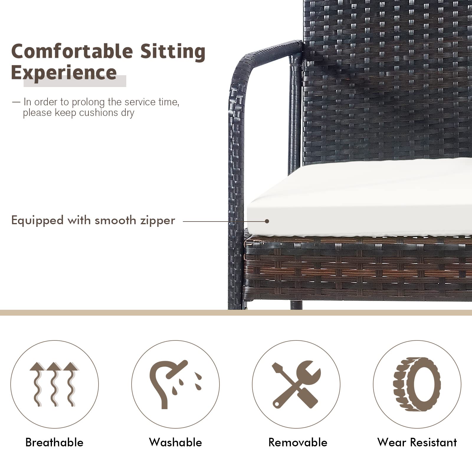 RELAX4LIFE 4-Piece Outdoor Dining Chair Set - All-Weather PE Wicker Patio Chairs with Comfortable Cushions, Durable Rattan Armchairs for Backyard, Poolside, Garden & Lawn - Perfect for Outdoor Entertaining & Relaxation