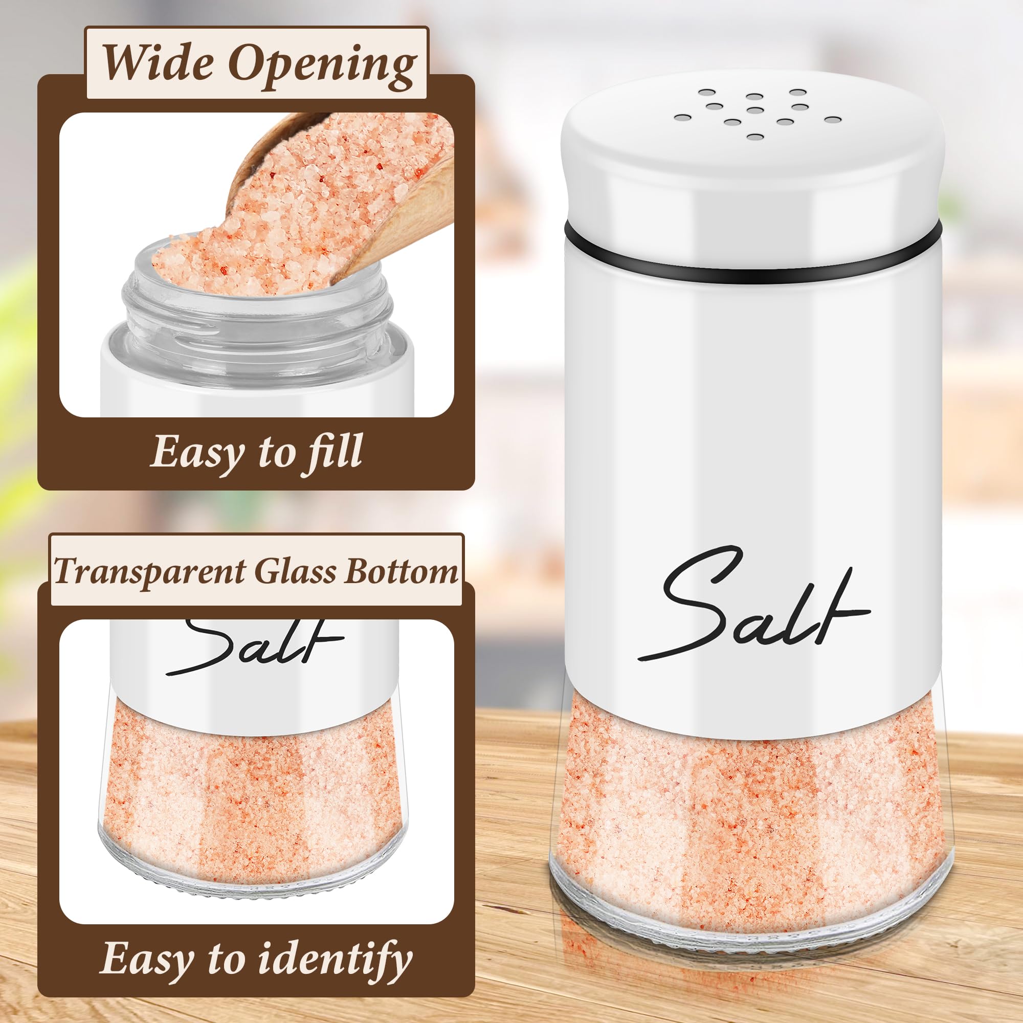 Premium Salt and Pepper Shakers Set - Refillable Stainless Steel Kitchen Accessories for Cooking & Dining | Elegant Black & White Design | Perfect Housewarming Gift, Christmas Present & Countertop Decor