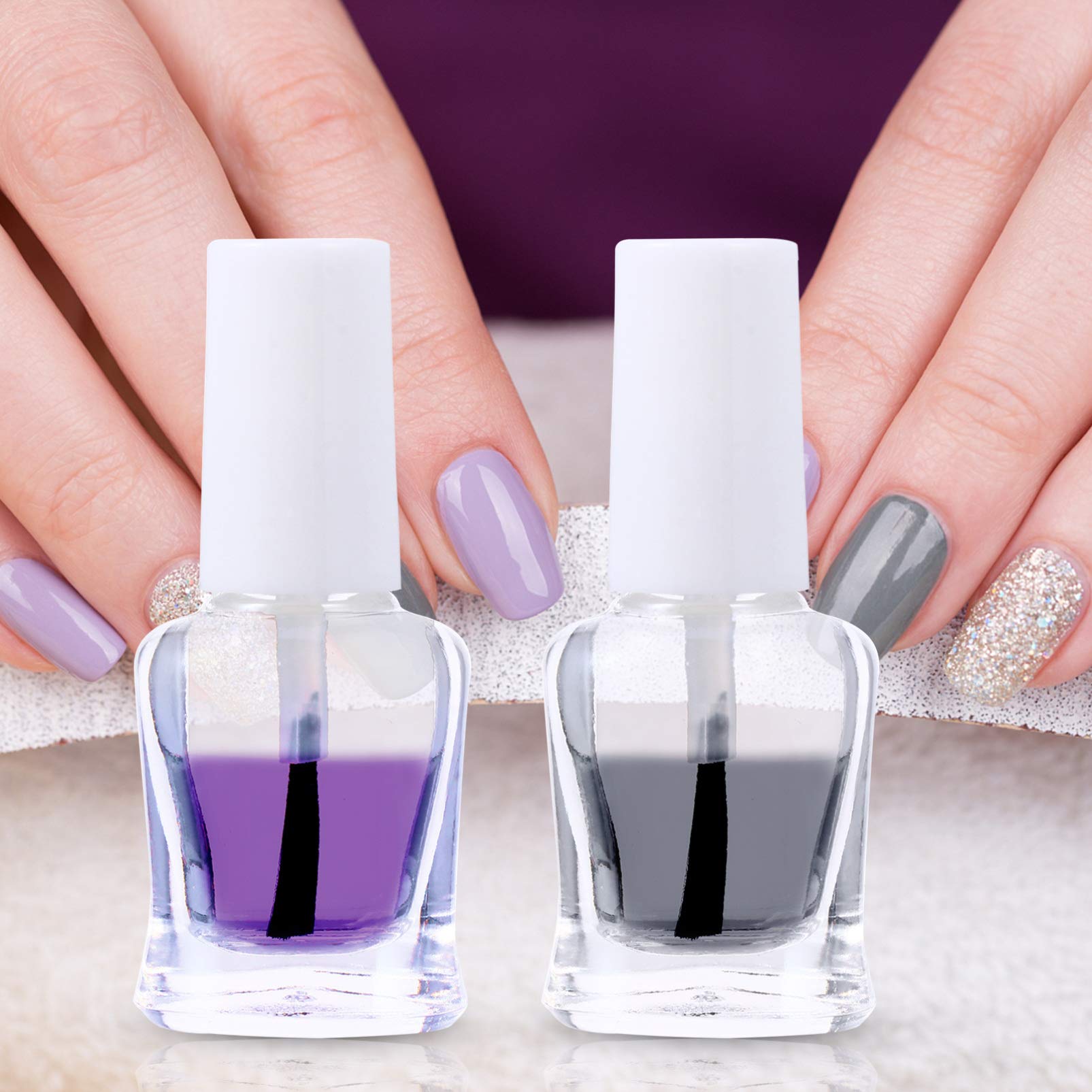 Mobestech 20pcs 5ML Empty Refillable Nail Polish Bottles with Brush Cap - Clear Glass Nail Art Containers for Cuticle Oil & Polish Samples | Perfect for Salon, Home Manicure & DIY Nail Art Kits