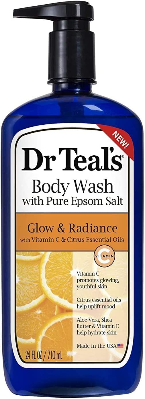 Dr Teal's Body Wash Combo Pack (48 fl oz) - Lavender Soothe & Sleep + Vitamin C Citrus Glow & Radiance - Hydrating & Relaxing Shower Gel for Dry Skin & Stress Relief - Perfect for Nighttime Routine & Self-Care