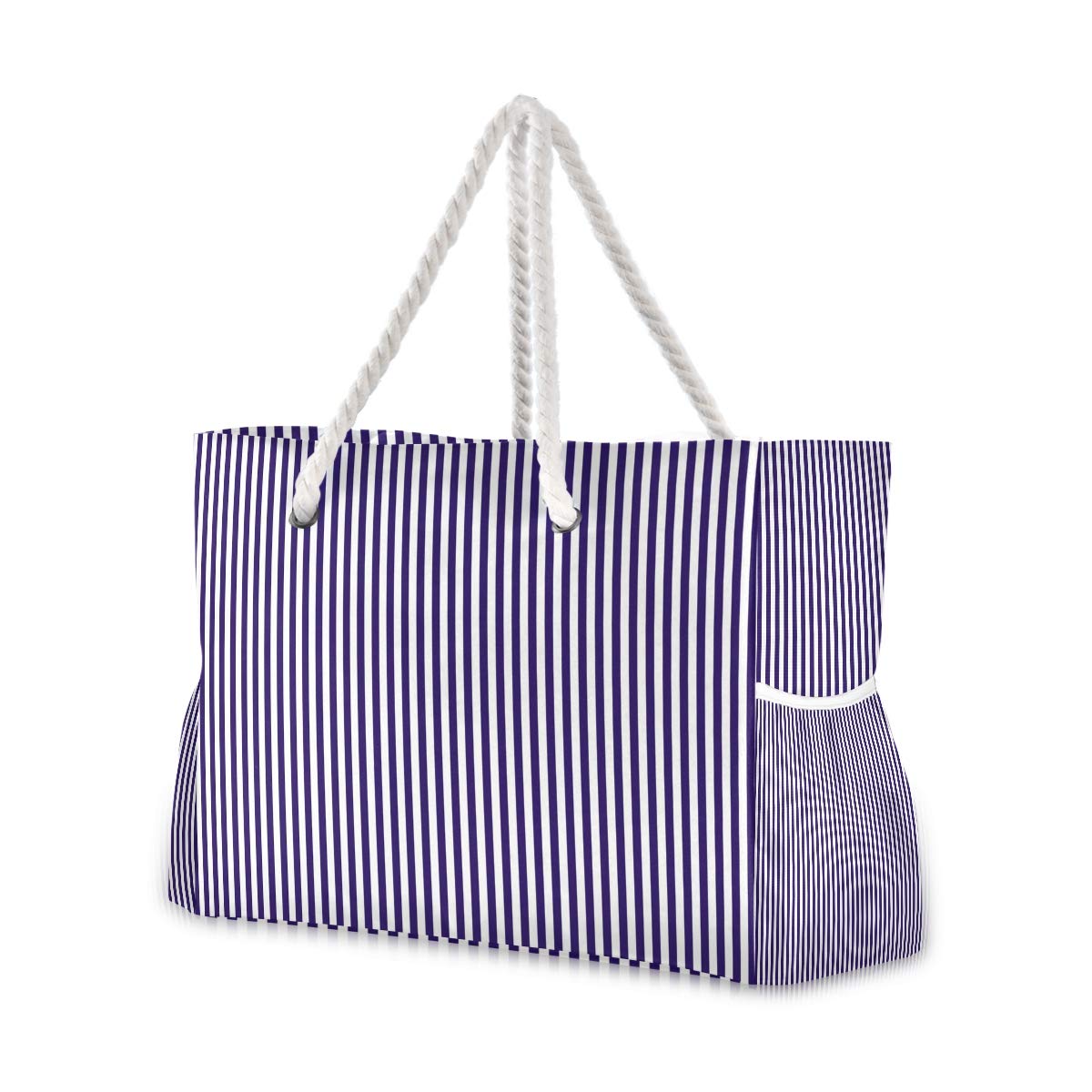 Waterproof Beach Tote Bag with Zipper Top & Long Rope Handles - Large Patterned Tote for Women, Summer Travel, Pool & Beach Essentials