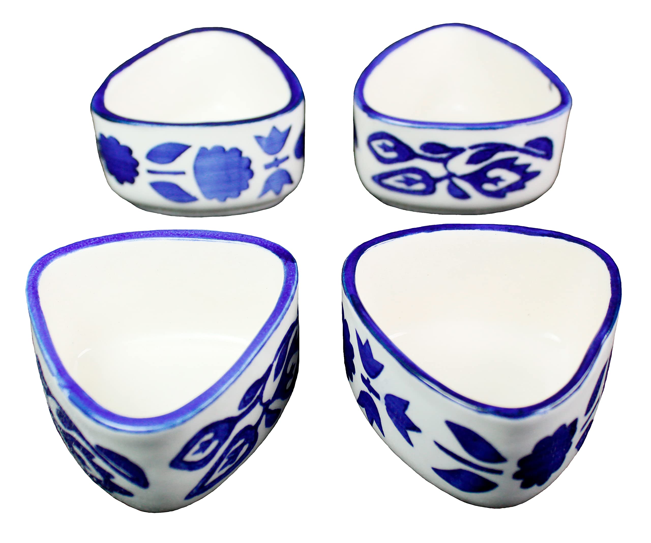 **U & U UNIQUE UTILITIES 4-Piece Ceramic Chutney Bowl Set – Small Ketchup, Sauce & Dip Bowls (80ml, Blue & White) – Perfect for Condiments, Snacks & Party Serving**