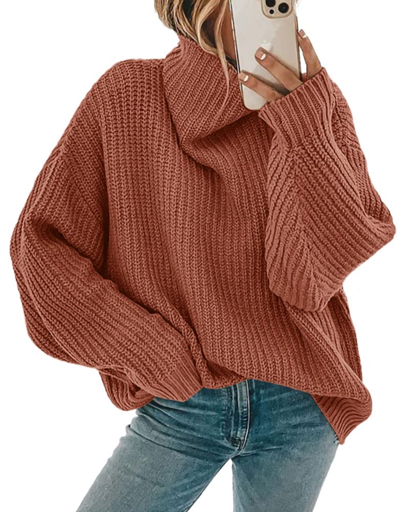 Apbondy Women's Oversized Turtleneck Sweater - Batwing Long Sleeve Knit Pullover Jumper (Casual Loose Fit) - Perfect for Fall/Winter Layering, Office Wear & Cozy Home Outfits