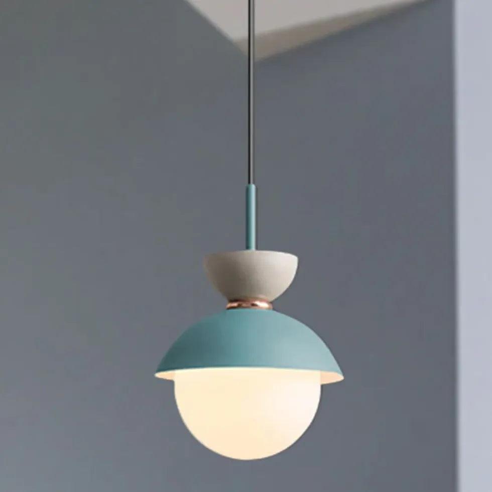 Single Head Glass Globe Pendant Light - Modern Hanging Fixture for Kitchen Island, Dining Room & Bedroom Lighting