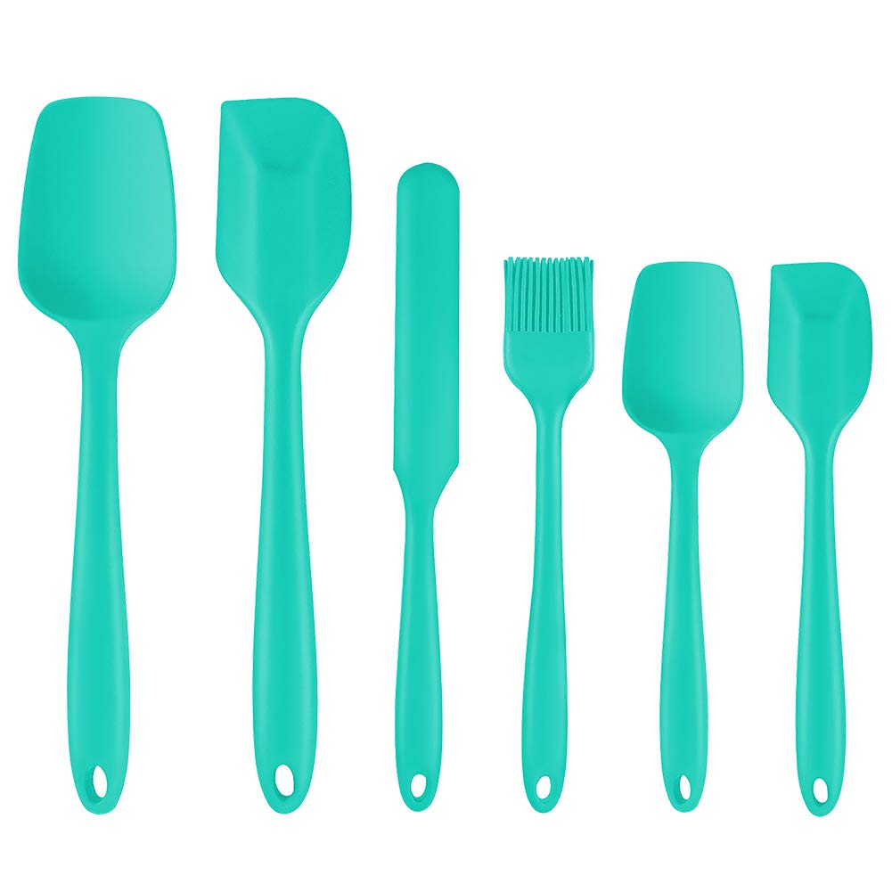 Premium 6-Piece Silicone Spatula Set - Heat Resistant Up to 450°F, BPA-Free Food Grade Kitchen Utensils for Cooking, Baking, Mixing - Non-Slip Grip & Non-Stick Design (Teal) | Ideal for Cake Decorating, Cookie Dough Mixing & Sauce Stirring