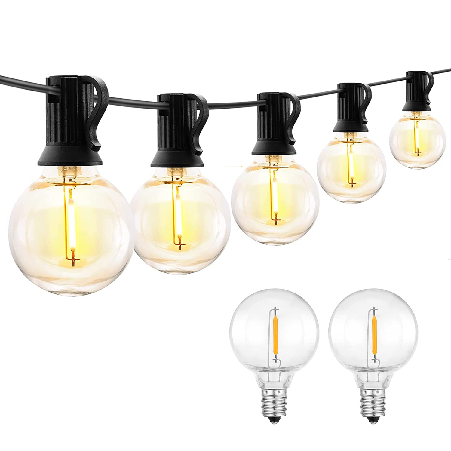 Afirst 25FT LED Outdoor String Lights with 27 Shatterproof Weatherproof Globe Bulbs - Perfect for Patio, Backyard, Garden, Party, Wedding & Christmas Decoration Lighting