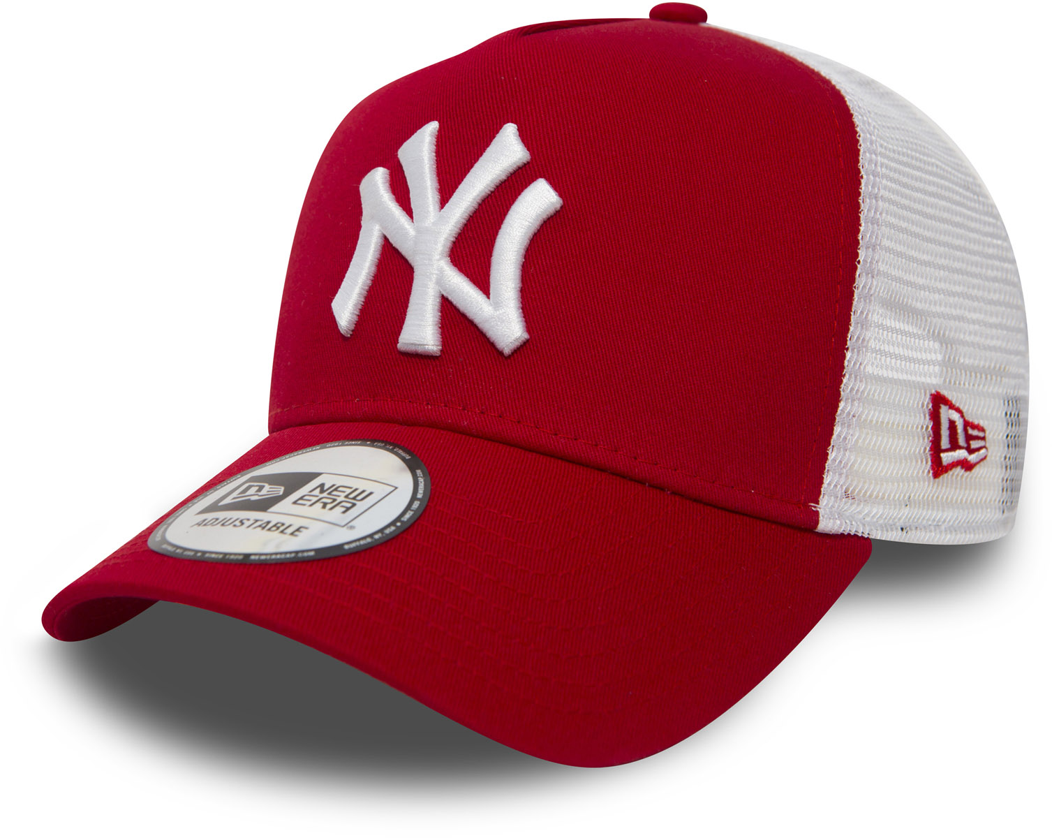 New York Yankees New Era Red Clean A Frame Trucker Cap - Adjustable Snapback Hat for Baseball Fans, Streetwear & Casual Outfits